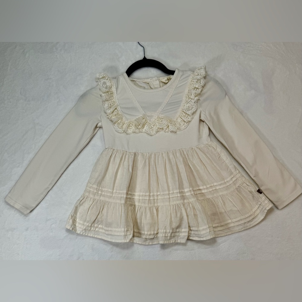 Girls Matilda Jane ruffle lace cream cotton long sleeve top family photos sz 8